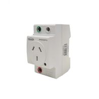 Wolverine - Socket DIN Rail Mounted Auto-Switched Double Pole 10A 250V 3 Flat Pin  x5 - WOSOAUDP10