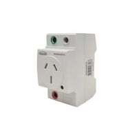 Wolverine -u00a0Socket DIN Rail Mounted Auto-Switched Double Pole 15A 250V 3 Flat Pin  x5 - WOSOAUDP15