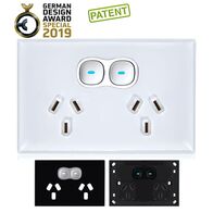 Glass Double GPO With Built-In LED Push Button Switch