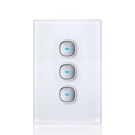 Glass Three Gang Switch With Built-In LED Push Button