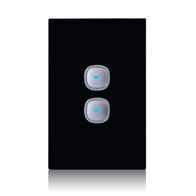 Glass Two Gang Switch With Built-In LED Push Button Black