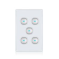 Glass Five Gang Switch With Built-In LED Push Button