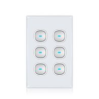 Glass Six Gang Switch With Built-In LED Push Button