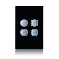 Glass Four Gang Switch With Built-In LED Push Button Black