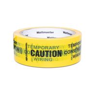 Adhesive Tape "Caution Temporary Construction Wiring" Yellow Width 38mm x Length 50m