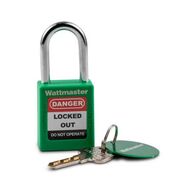 Lock Out Padlock Only, Chrome Plated Steel Shackle, Green Body