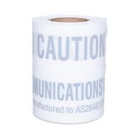 Underground Tape "Caution Communications Cable Below" White Width 150mm x Length 100m