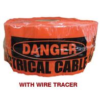 Underground Tape "Caution Electrical Cable Below" Orange With Tracer Wire Width 150mm x Length 500m