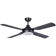Discovery II 1440mm 4 Blade ABS Ceiling Fan with 15w Tricolour LED Light Matt Black