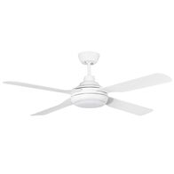 Discovery II 1220mm 4 Blade ABS Ceiling Fan with 15w Tricolour LED Light White