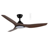 Impact DC 1320mm 3 ABS Blade WIFI & Remote Control Ceiling Fan with Variable Dim 20w CCT LED Light Matt Black/Walnut