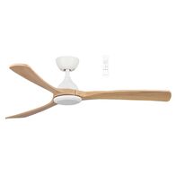 Norfolk DC 1480mm 3 Timber Blade WIFI & Remote Control Ceiling Fan Only Matt White/Natural