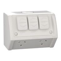 Weathershield
Twin Socket with Extra Switch
Twin, Extra 10A, 250VAC, IP54 | Resistant Grey