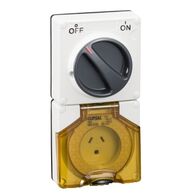 Clipsal - 56 Series, Switched Socket, Surface 3 PIN Light 10A Less Enclosure
Resistant White Electric