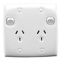 Standard Series, Twin Switch Socket Outlet, 250V, 10A, Large Size, Vertical, Two Piece Base
White Electric