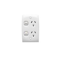 Standard Series, Twin Switch Socket Outlet, 250V, 10A, Standard Size, Vertical, Two Piece Base
White Electric