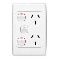 2000 Series
Twin Switch Socket Outlet
250V, 10A, Vertical, Removable Extra Switch | White Electric