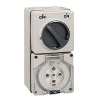 Clipsal - 56 Series, Switched Socket Outlet, 500V, 50A, 5 Round PIN, IP66, 3 Pole, Surface Mount
Chemical Grey
