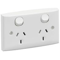 Standard Series, Twin Switch Socket Outlet, 250V, 10A, Standard Size, Safety Shutter
White Electric