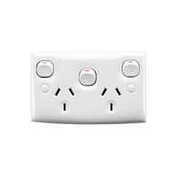 Standard Series, Twin Switch Socket Outlet, 250V, 10A, Standard Size, Removable Extra Switch
White Electric