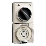 Clipsal - 56 Series, Switched Socket, Surface IP66 4 PIN 32A Less Enclosure
Grey