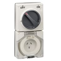 Clipsal - 56 Series, Combination Switched Socket Outlet, 250V, 10A, 3 Flat PIN, Heavy Duty
Grey