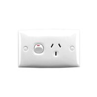 Standard Series, Single Switch Socket Outlet, 250V, 10A, Standard Size, 2 Pole
White Electric