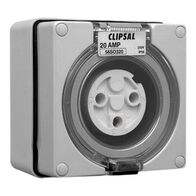 Clipsal - 56 Series, Surface Socket, IP66, 250V 20A - 3 Round Pins
Chemical Grey