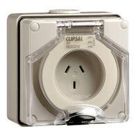 Clipsal - 56 Series, Surface Socket, IP66, 250V 10A - 3 Flat Pins
Chemical Grey