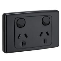 2000 Series, Twin Switch Socket Outlet, 250V, 10A - Black