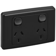 2000 Series, Twin Switch Socket Outlet, 250V, 10A, 2 Pole - Black