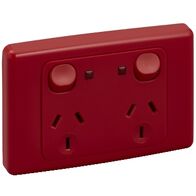 2000 Series, Twin Switch Socket Outlet, 250V, 10A, Indicator - Red