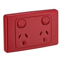 2000 Series, Twin Switch Socket Outlet, 250V, 10A - Red
