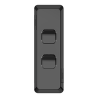 Pro Series, Architrave Switch, Vertical Mount, 2 Gang, 230/240V, 20A, 16AX - Black
