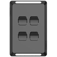 Pro Series, Switch Plate Skin, 4 Gang, Horizontal/Vertical Mount, Clip-On - Black