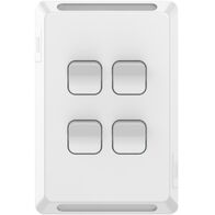 Pro Series, Flush Switch, Vertical Mount, 4 Gang, 1-Way/2-Way, 230/240V 20A, /16AX - Extra Vivid White