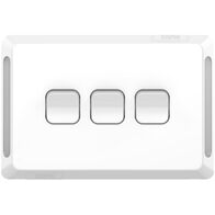 Pro Series, Flush Switch, Horizontal Mount, 3 Gang, 1-Way/2-Way, 230/240V, 20A, 16AX - Extra Vivid White