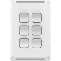 Pro Series, Flush Switch, Vertical Mount, 6 Gang, 1-Way/2-Way, 230/240V 20A, 16AX - Extra Vivid White