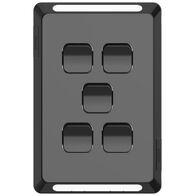 Pro Series, Switch Plate Skin, 5 Gang, Horizontal/Vertical Mount, Clip-On - Black