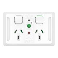 Pro Series, Twin Power Point, Horizontal Mount, 30mA RCD 10A, 250V - Extra Vivid White