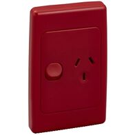 2000 Series, Switch Socket Outlet, Single, 250V, 10A, Vertical - Red