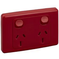2000 Series, Twin Switch Socket Outlet, 250V, 15A - Red