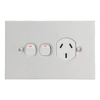Metal Plate Series, Single Switch Socket Outlet, 250V, 10A, BSL Style, Removable Extra Switch - Black