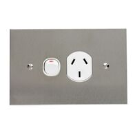 Metal Plate Series, Single Switch Socket Outlet, 250V, 10V, BSL Style - White Electric