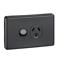 Classic C2000 Series, Single Switch Socket Outlet, Classic, 250V, 10A - Black