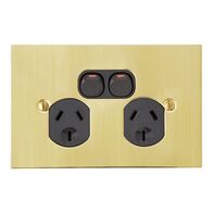 Metal Plate Series, Twin Switch Socket Outlet, 250V, 10A, BBSL Style, Flat Plate - Black