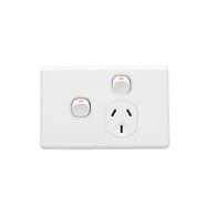 Classic C2000 Series, Switch Socket Outlet, Single, 250V, 10A, Removable Extra Switch - White Electric