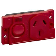 Medilec, Single Switch Socket Outlet, 250V, 10A, O Style, 2 Pole, Horizontal, Neon - Red