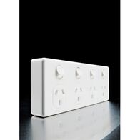 Classic C2000 Series, Quad Switch Socket Outlet, Classic, 250V, 10A, 2 Pole - White Electric