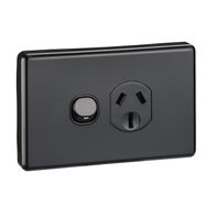 Classic C2000 Series, Single Switch Socket Outlet, Classic, 250V, 15A - Black